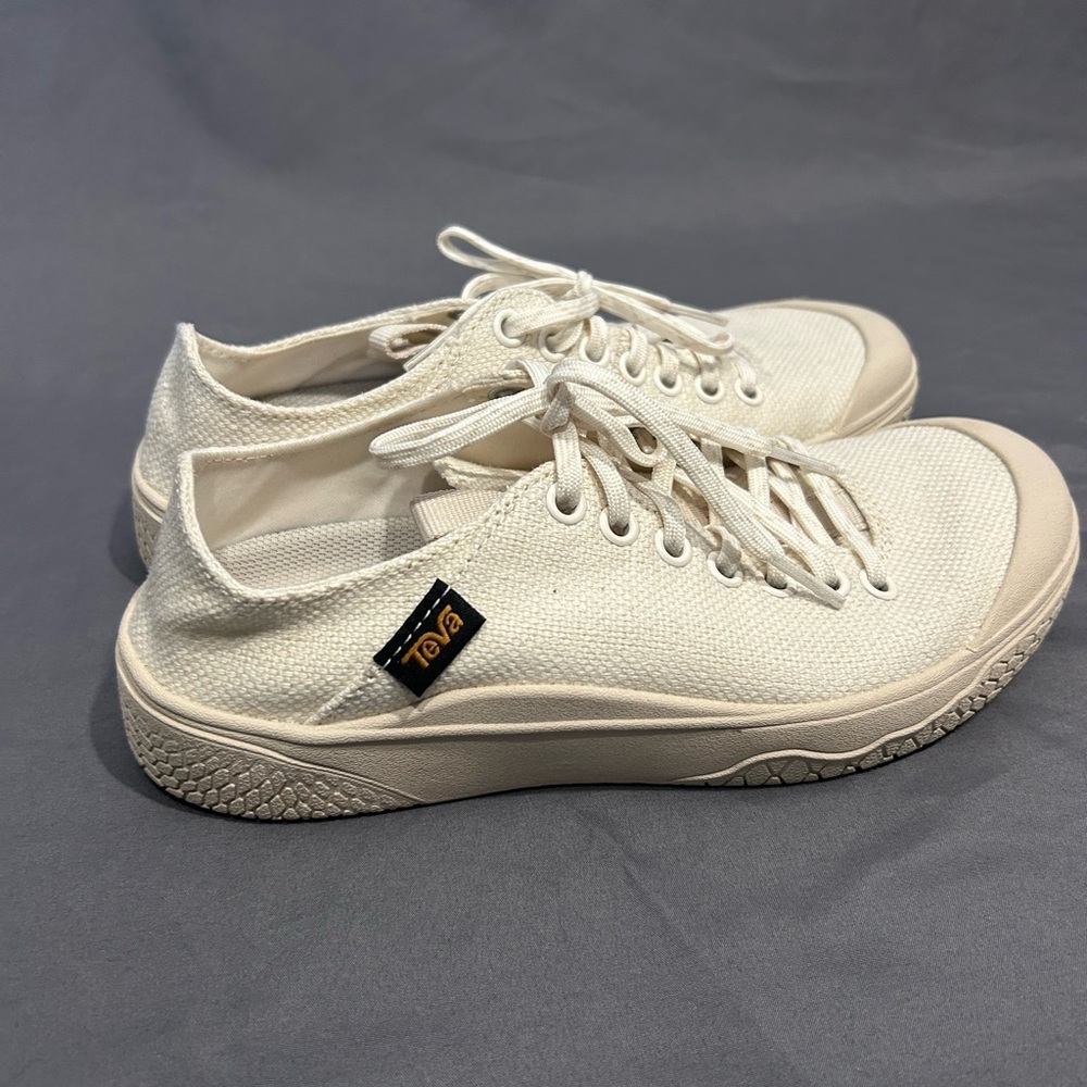 Teva Terra Canyon Mesh Cream Canvas Sneakers Womens Size 5.5 Men’s Size 4 Hiking - Picture 2 of 7